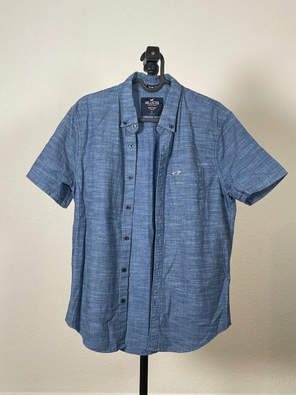 Hollister Navy Blue Slim Fit Oxford Shirt